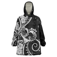 New Zealand Valentine Wearable Blanket Hoodie Aroha Gray Piwakawaka LT05 One Size Gray - Polynesian Pride