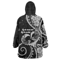 New Zealand Valentine Wearable Blanket Hoodie Aroha Gray Piwakawaka LT05 - Polynesian Pride