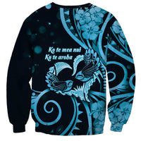 New Zealand Valentine Sweatshirt Aroha Cyan Piwakawaka LT05 - Polynesian Pride