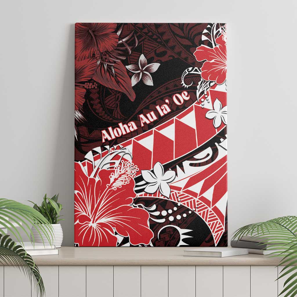 Hawaii Valentine Day Canvas Wall Art Polynesian Hibiscus Art Style Red