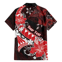 Personalised Hawaii Valentine Day Family Matching Mermaid Dress and Hawaiian Shirt Polynesian Hibiscus Art Style Red