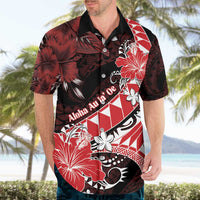 Personalised Hawaii Valentine Day Hawaiian Shirt Polynesian Hibiscus Art Style Red