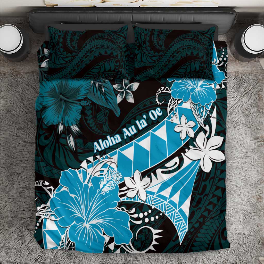 Hawaii Valentine Day Bedding Set Polynesian Hibiscus Art Style Turquoise LT05 Turquoise - Polynesian Pride