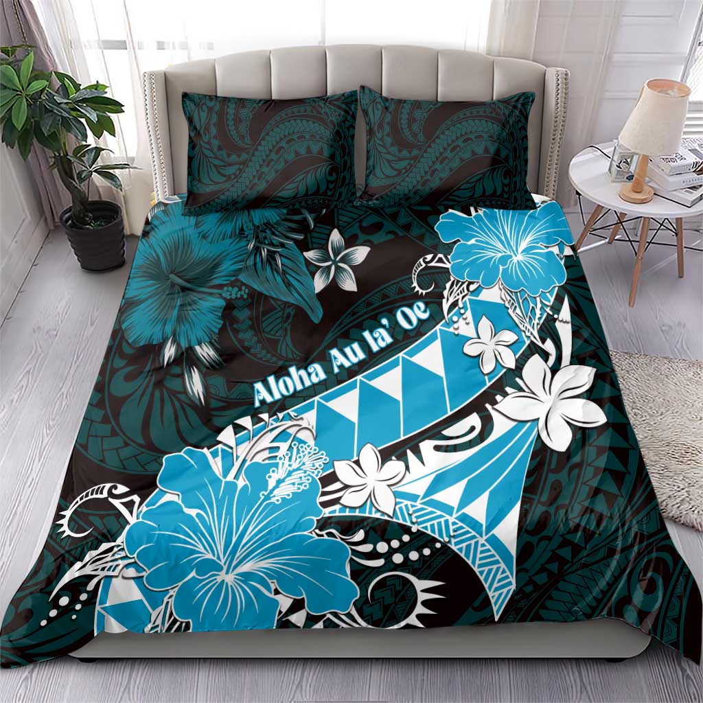 Hawaii Valentine Day Bedding Set Polynesian Hibiscus Art Style Turquoise LT05 - Polynesian Pride