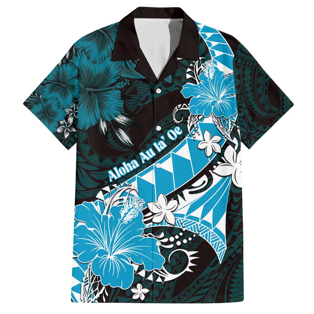 Personalised Hawaii Valentine Day Hawaiian Shirt Polynesian Hibiscus Art Style Turquoise LT05 Turquoise - Polynesian Pride