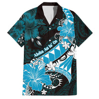 Personalised Hawaii Valentine Day Hawaiian Shirt Polynesian Hibiscus Art Style Turquoise LT05 Turquoise - Polynesian Pride