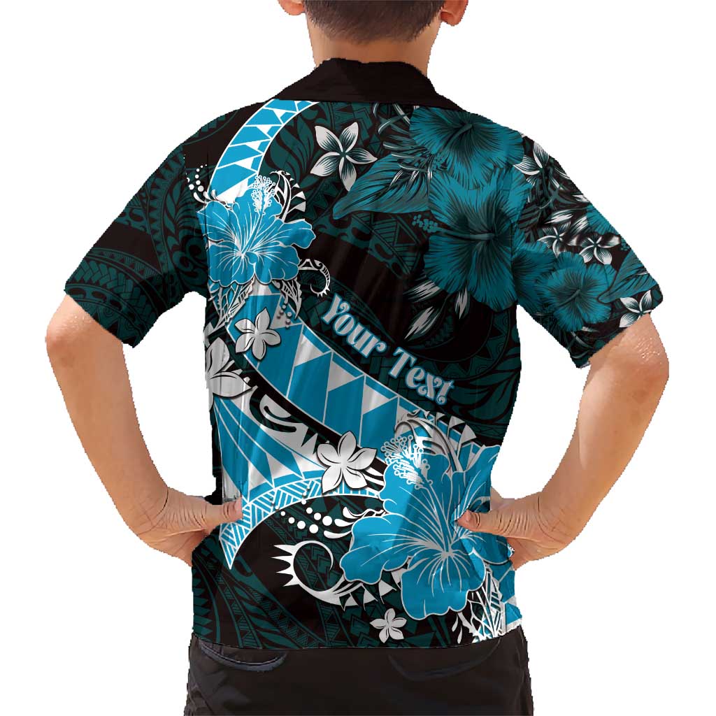 Personalised Hawaii Valentine Day Hawaiian Shirt Polynesian Hibiscus Art Style Turquoise LT05 - Polynesian Pride