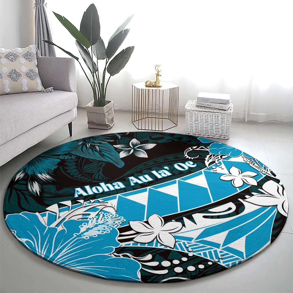 Hawaii Valentine Day Round Carpet Polynesian Hibiscus Art Style Turquoise LT05 - Polynesian Pride