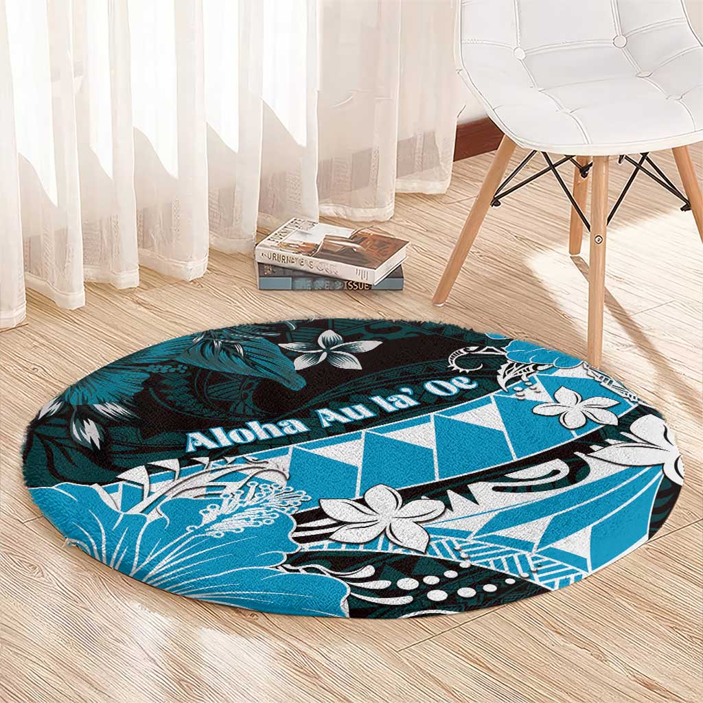 Hawaii Valentine Day Round Carpet Polynesian Hibiscus Art Style Turquoise LT05 - Polynesian Pride