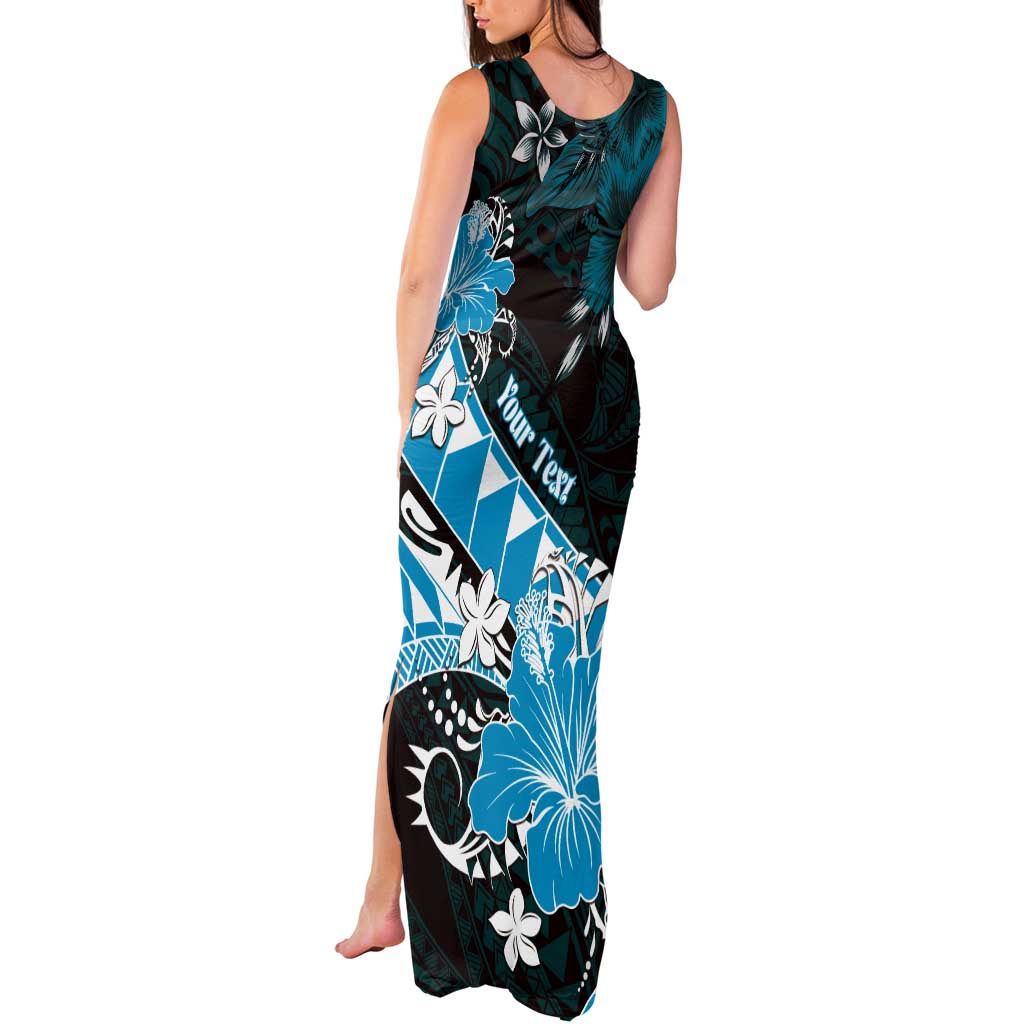 Personalised Hawaii Valentine Day Tank Maxi Dress Polynesian Hibiscus Art Style Turquoise