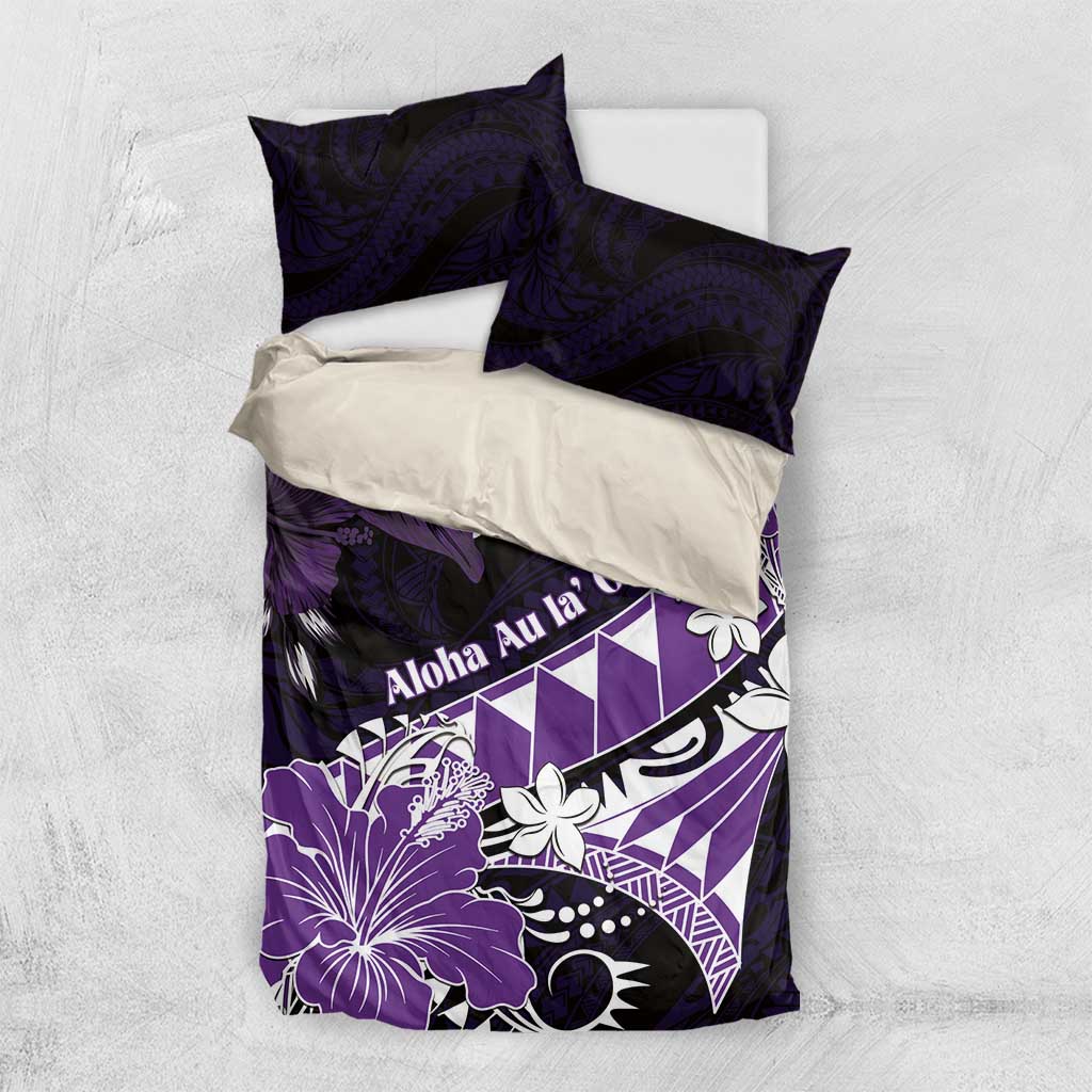 Hawaii Valentine Day Bedding Set Polynesian Hibiscus Art Style Purple LT05 US Twin 172cm x 218cm Purple - Polynesian Pride