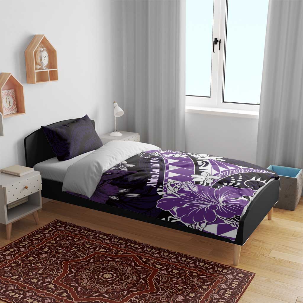 Hawaii Valentine Day Bedding Set Polynesian Hibiscus Art Style Purple LT05 - Polynesian Pride