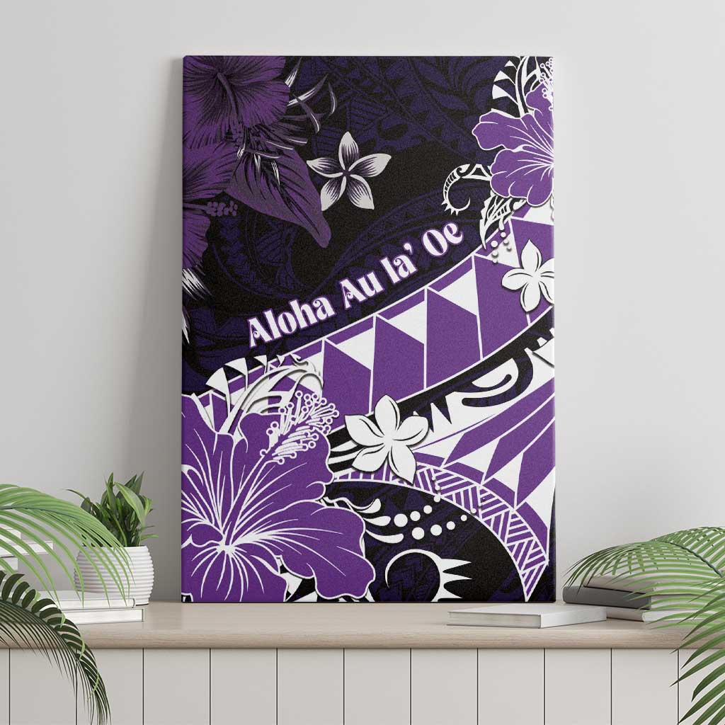 Hawaii Valentine Day Canvas Wall Art Polynesian Hibiscus Art Style Purple