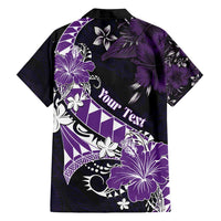 Personalised Hawaii Valentine Day Family Matching Puletasi and Hawaiian Shirt Polynesian Hibiscus Art Style Purple