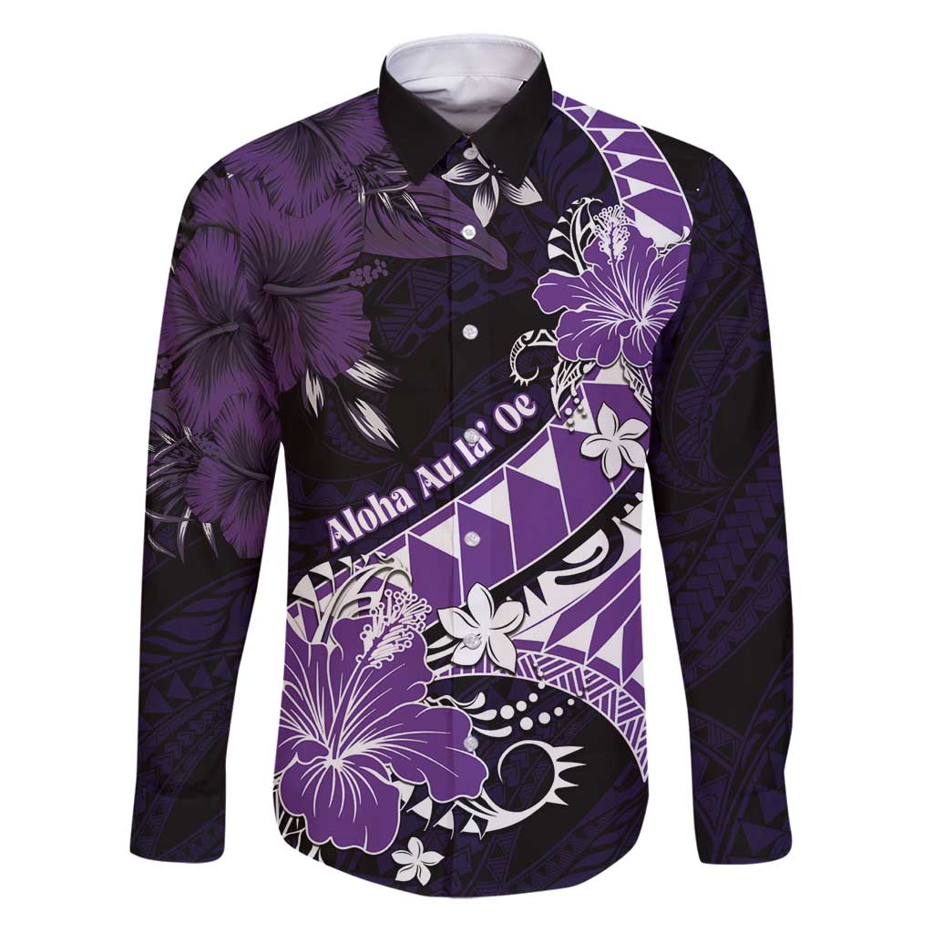 Personalised Hawaii Valentine Day Family Matching Puletasi and Hawaiian Shirt Polynesian Hibiscus Art Style Purple