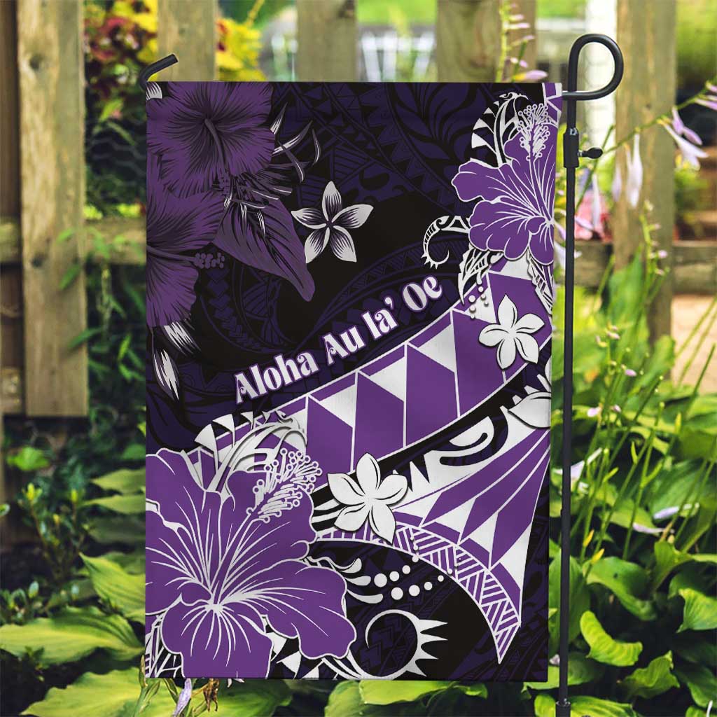 Hawaii Valentine Day Garden Flag Polynesian Hibiscus Art Style Purple