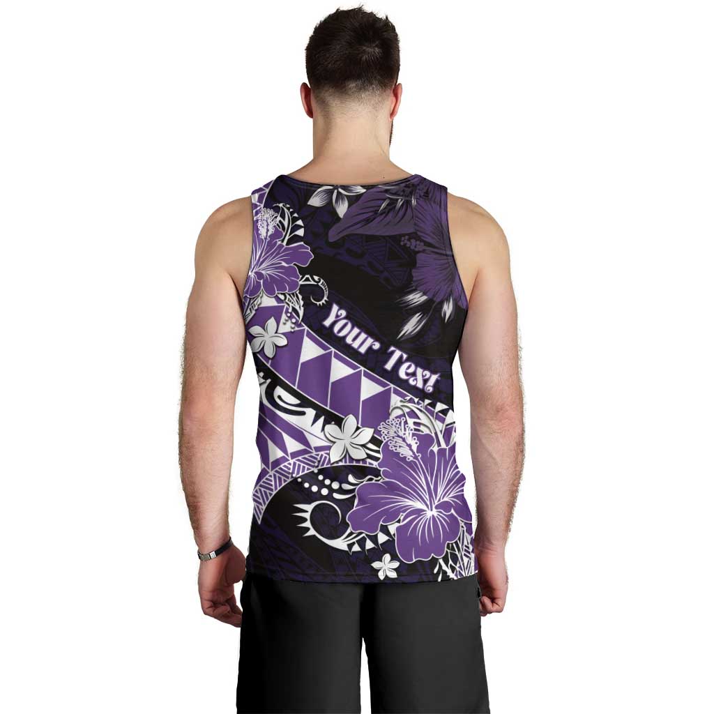 Personalised Hawaii Valentine Day Men Tank Top Polynesian Hibiscus Art Style Purple