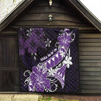 Hawaii Valentine Day Quilt Polynesian Hibiscus Art Style Purple