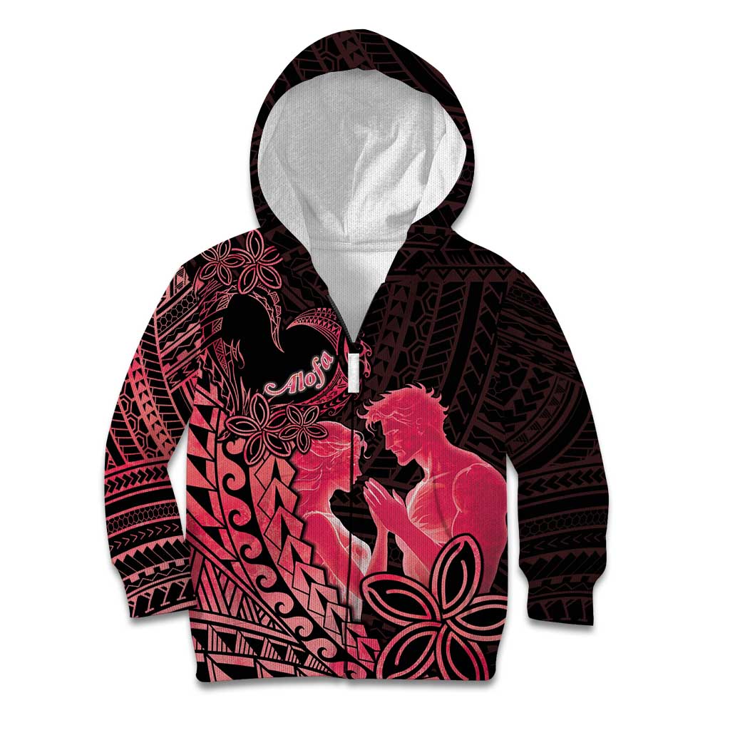 Alofa Samoa Valentine Red Kid Hoodie Love Is The Greatest Thing LT05 Zip Hoodie Red - Polynesian Pride