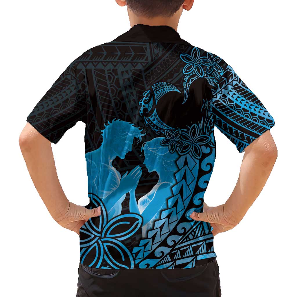 Alofa Samoa Valentine Blue Family Matching Short Sleeve Bodycon Dress and Hawaiian Shirt Love Is The Greatest Thing