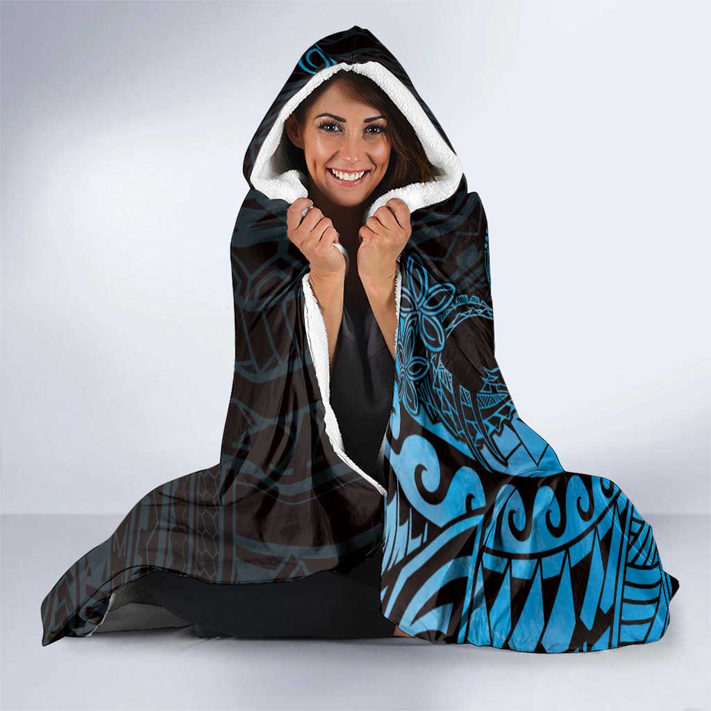 Alofa Samoa Valentine Blue Hooded Blanket Love Is The Greatest Thing LT05 - Polynesian Pride