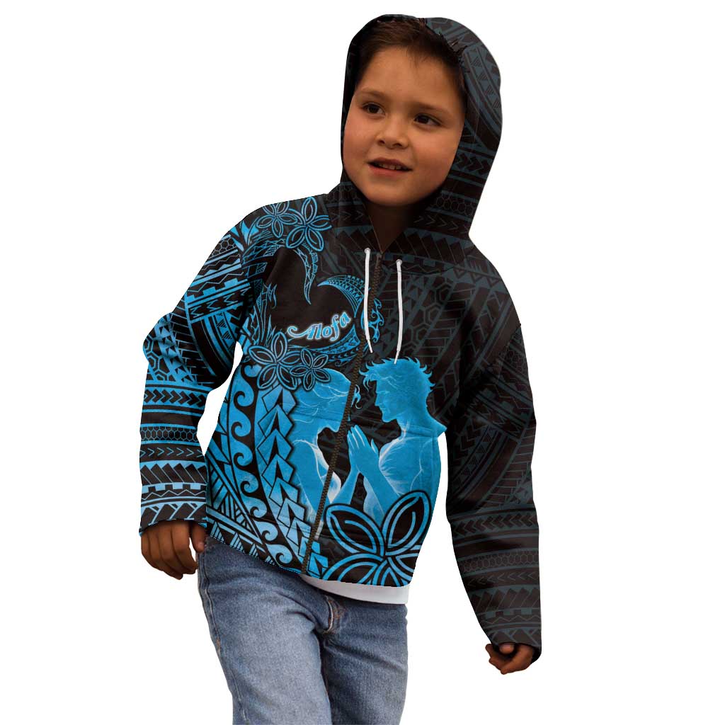 Alofa Samoa Valentine Blue Kid Hoodie Love Is The Greatest Thing LT05 - Polynesian Pride