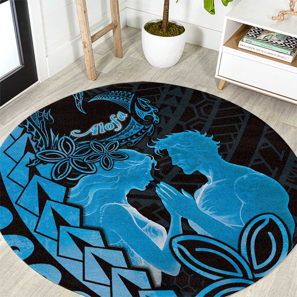 Alofa Samoa Valentine Blue Round Carpet Love Is The Greatest Thing LT05 Blue - Polynesian Pride