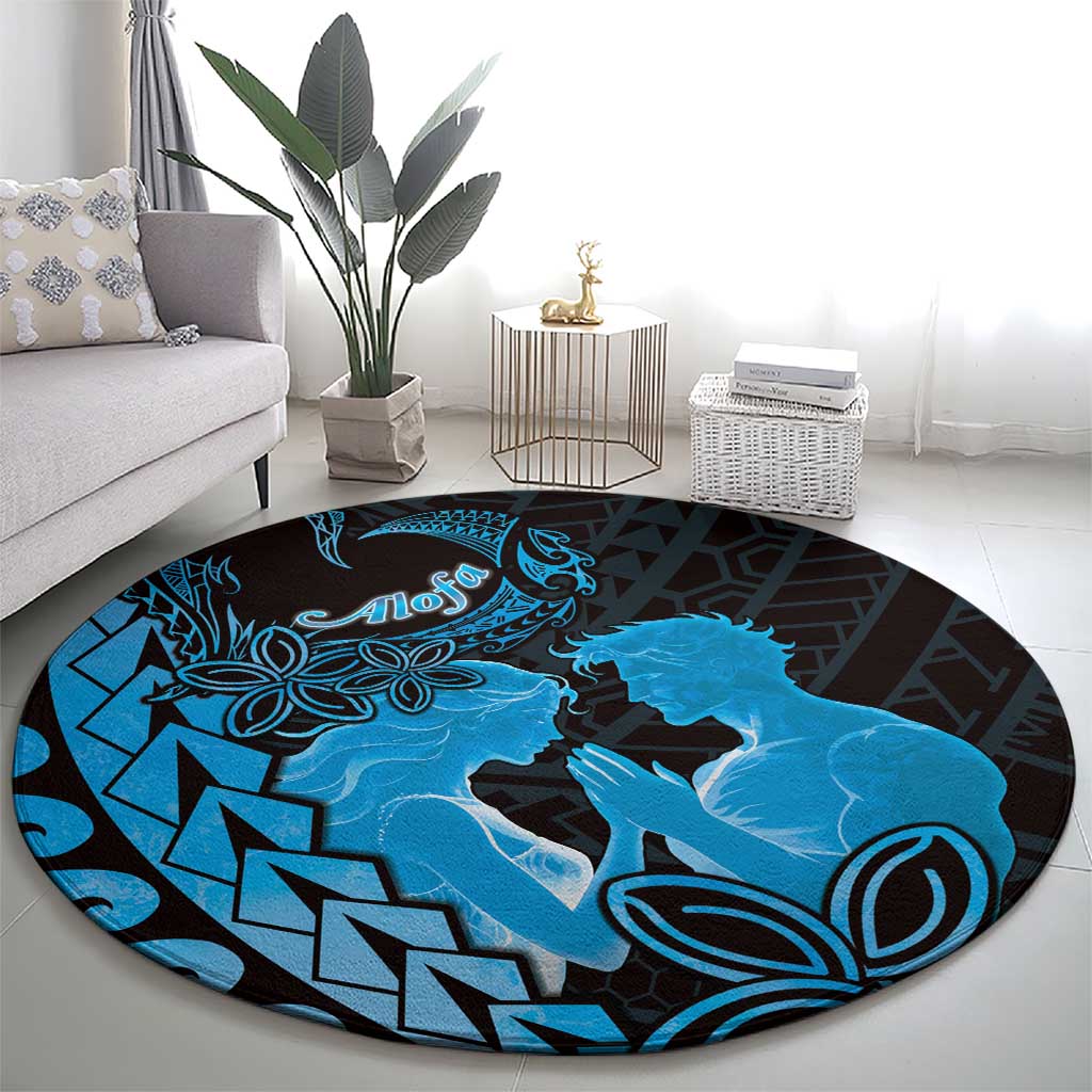 Alofa Samoa Valentine Blue Round Carpet Love Is The Greatest Thing LT05 - Polynesian Pride