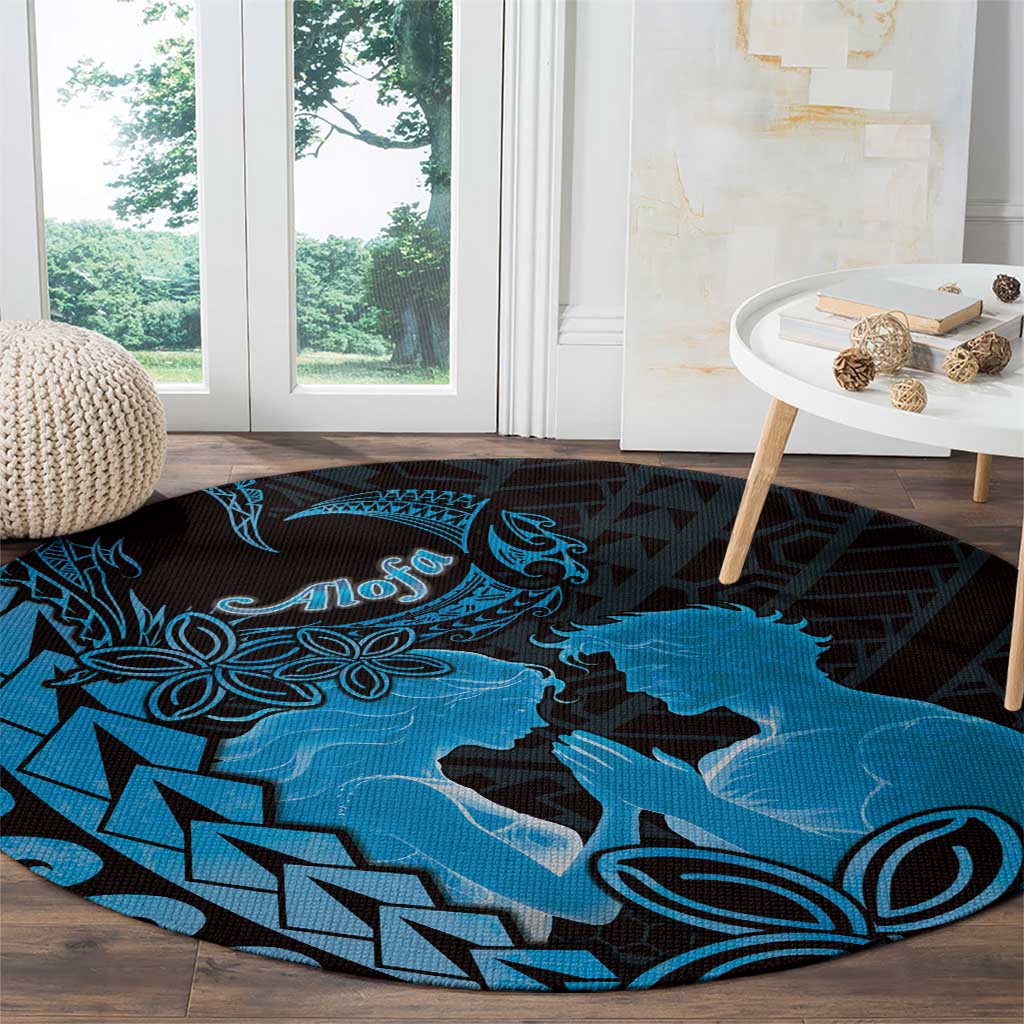 Alofa Samoa Valentine Blue Round Carpet Love Is The Greatest Thing LT05 - Polynesian Pride