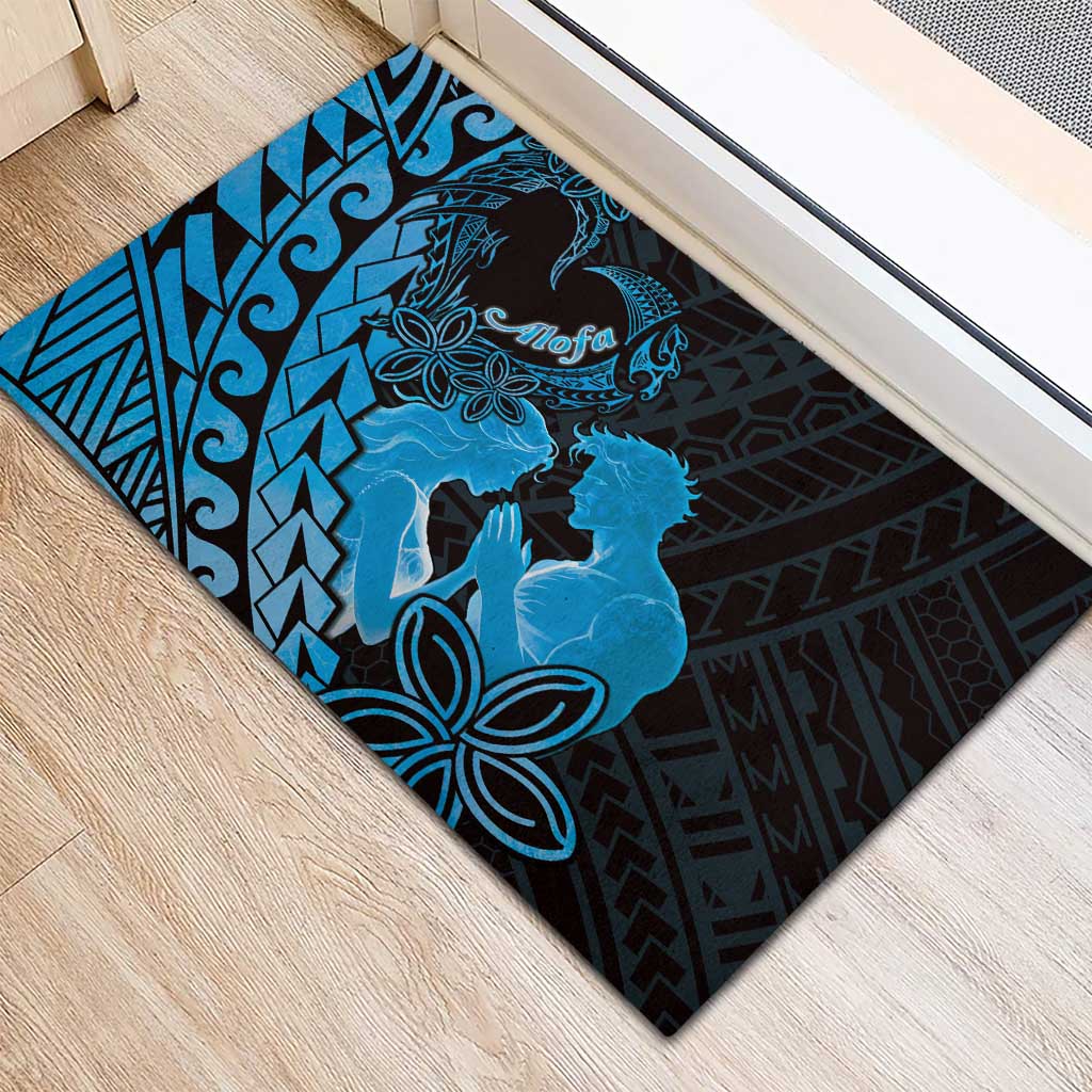 Alofa Samoa Valentine Blue Rubber Doormat Love Is The Greatest Thing LT05 - Polynesian Pride