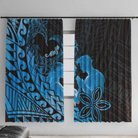 Alofa Samoa Valentine Blue Window Curtain Love Is The Greatest Thing LT05 With Hooks Blue - Polynesian Pride