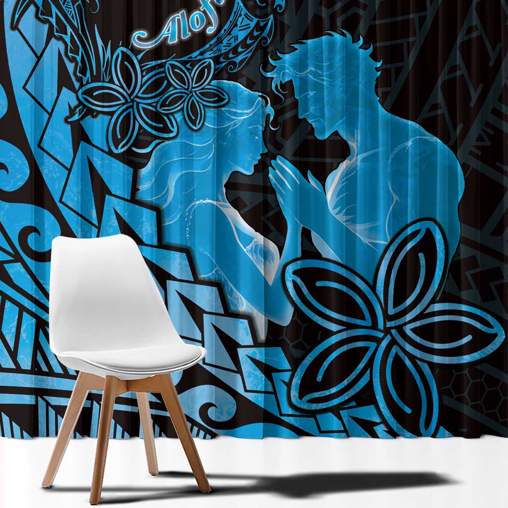 Alofa Samoa Valentine Blue Window Curtain Love Is The Greatest Thing LT05 - Polynesian Pride