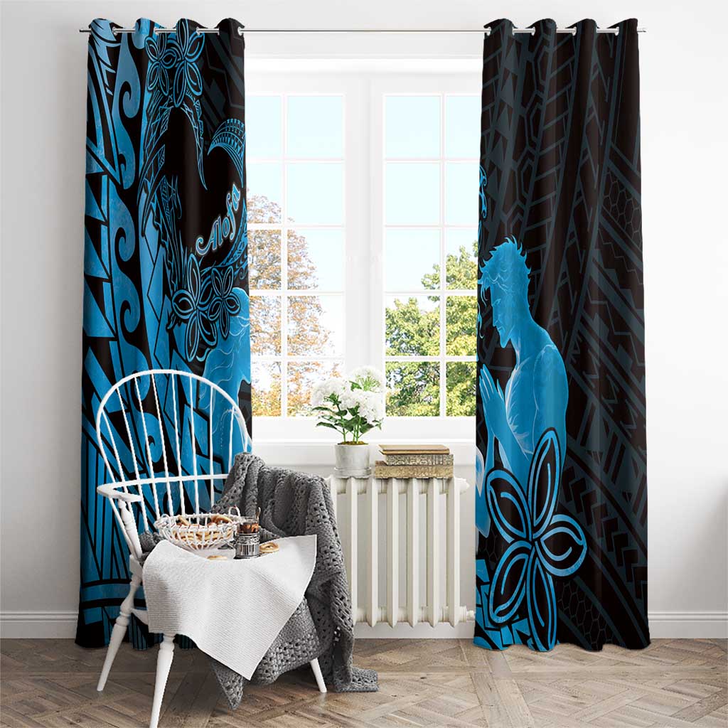 Alofa Samoa Valentine Blue Window Curtain Love Is The Greatest Thing LT05 - Polynesian Pride