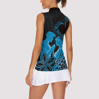 Alofa Samoa Valentine Blue Women Sleeveless Polo Shirt Love Is The Greatest Thing LT05 - Polynesian Pride