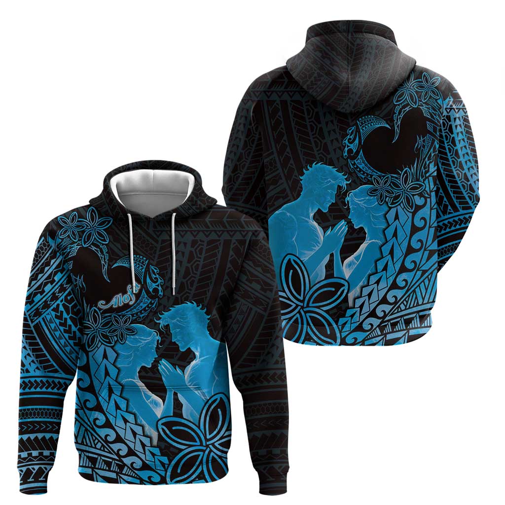 Alofa Samoa Valentine Blue Zip Hoodie Love Is The Greatest Thing