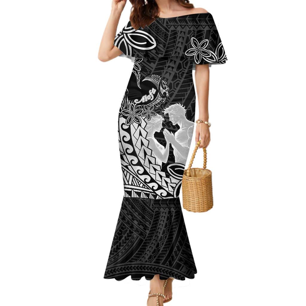 Alofa Samoa Valentine Black Family Matching Mermaid Dress and Hawaiian Shirt Love Is The Greatest Thing
