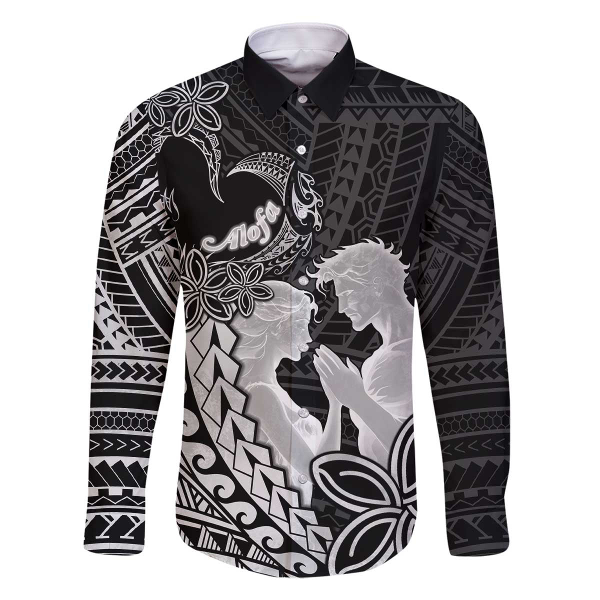 Alofa Samoa Valentine Black Family Matching Off The Shoulder Long Sleeve Dress and Hawaiian Shirt Love Is The Greatest Thing