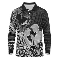 Alofa Samoa Valentine Black Long Sleeve Polo Shirt Love Is The Greatest Thing LT05 Black - Polynesian Pride