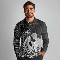 Alofa Samoa Valentine Black Long Sleeve Polo Shirt Love Is The Greatest Thing LT05 - Polynesian Pride