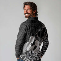Alofa Samoa Valentine Black Long Sleeve Polo Shirt Love Is The Greatest Thing LT05 - Polynesian Pride