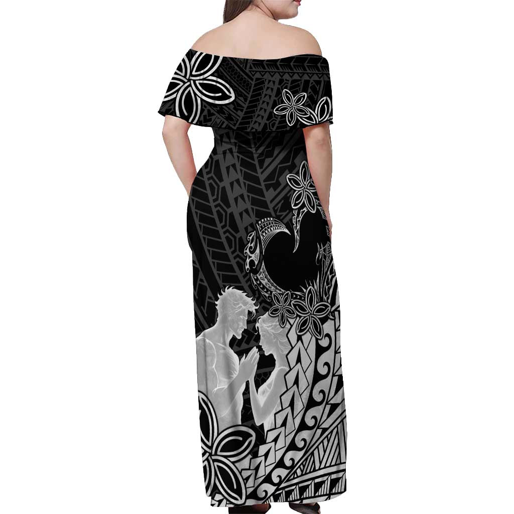 Alofa Samoa Valentine Black Off Shoulder Maxi Dress Love Is The Greatest Thing