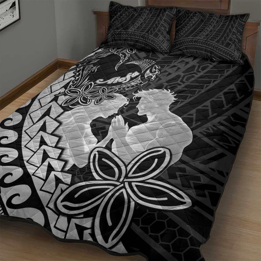 Alofa Samoa Valentine Black Quilt Bed Set Love Is The Greatest Thing
