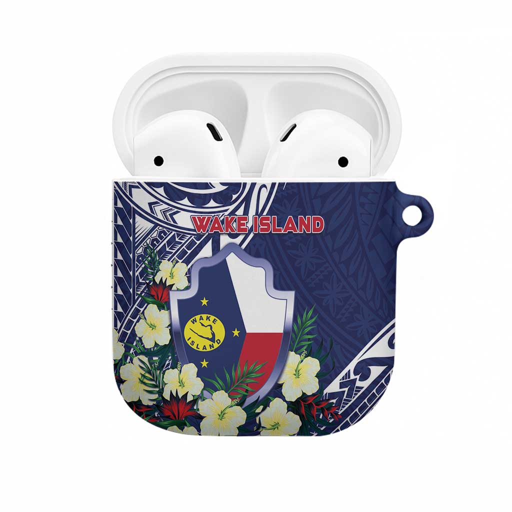 Wake Island AirPods Case Tribal Pattern With Hibiscus Flowers