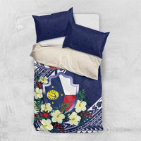 Wake Island Bedding Set Tribal Pattern With Hibiscus Flowers