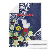 Wake Island Blanket Tribal Pattern With Hibiscus Flowers