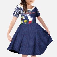 Personalised Wake Island Family Matching Off Shoulder Maxi Dress and Hawaiian Shirt Tribal Pattern With Hibiscus Flowers