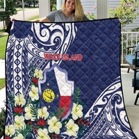 Wake Island Quilt Tribal Pattern With Hibiscus Flowers