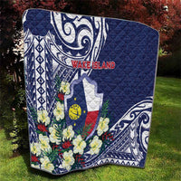 Wake Island Quilt Tribal Pattern With Hibiscus Flowers