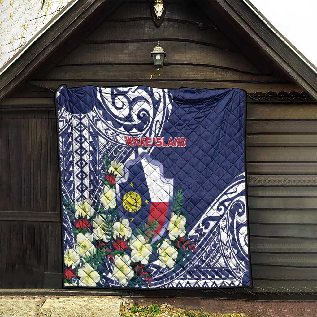 Wake Island Quilt Tribal Pattern With Hibiscus Flowers