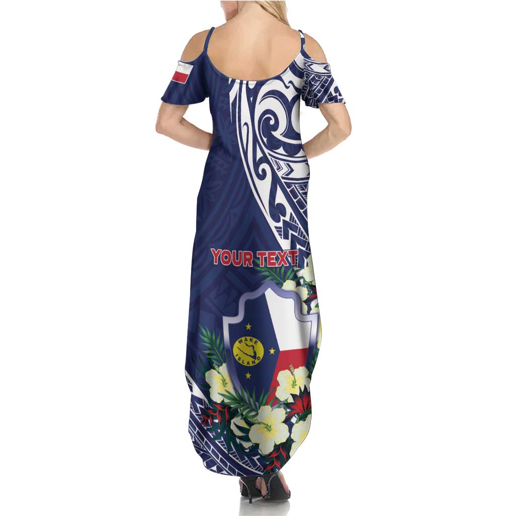 Personalised Wake Island Summer Maxi Dress Tribal Pattern With Hibiscus Flowers LT05 - Polynesian Pride